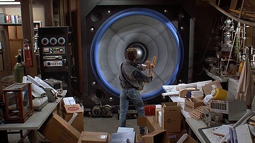 Marty connects, you hear the tone of the Goddess, he puts on his "Sun Glasses" then gets blown away by Sirius, played by a giant blue magnet and gets hit with the knowledge and the Wisdom.