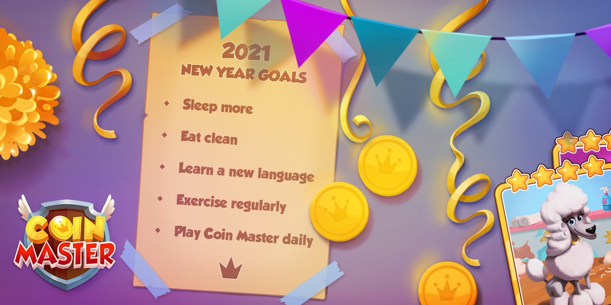 CoinMasterGame's tweet image. What are your new year #resolutions?! 🙌
#RETWEET for a chance to start #2021 with 1,000 spins AND a magical chest! 💝