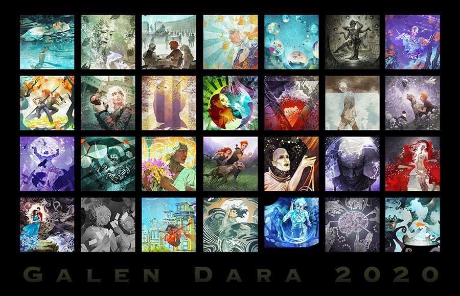 galendara's tweet photo. I went down a rabbit hole making collages of the art I had done in 2020 and this happened. #gotworkdone https://t.co/zZF1DWwMSe
