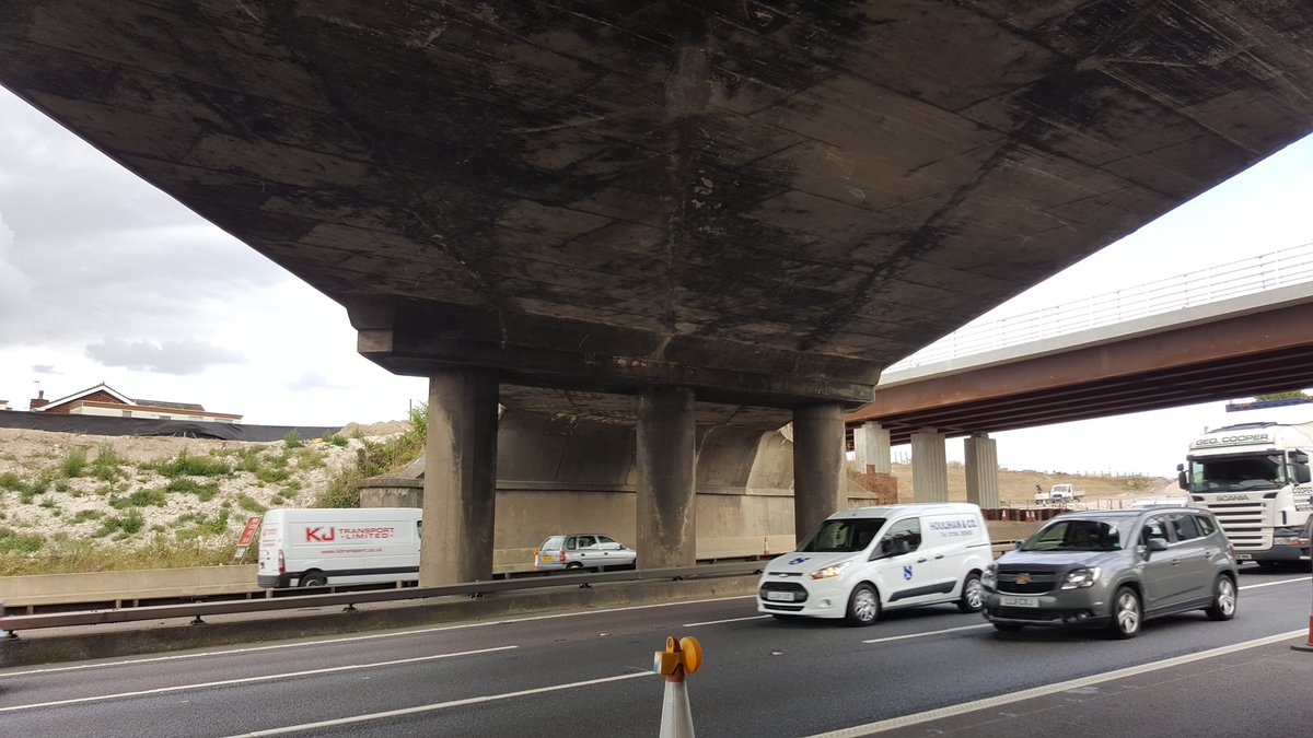 If you look at the soffit of these bridges you can see straight lines running across – these are the where the joints in the plywood forming the soffit. The plywood was supported by the scaffold.