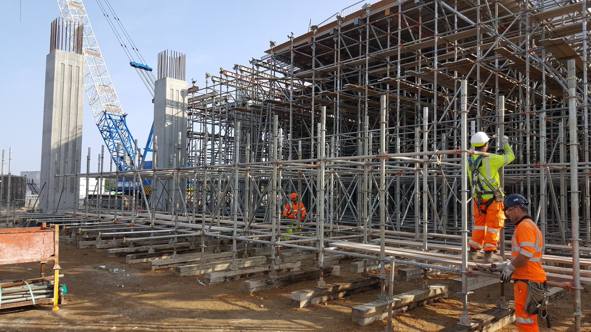These bridges were built on new alignments, so offline, and allowed for traditional in-situ concrete decks. The deck is made from reinforced concrete, cast on a temporary soffit made from scaffolding. This technique is still used in places but less so, scaffolding is expensive!