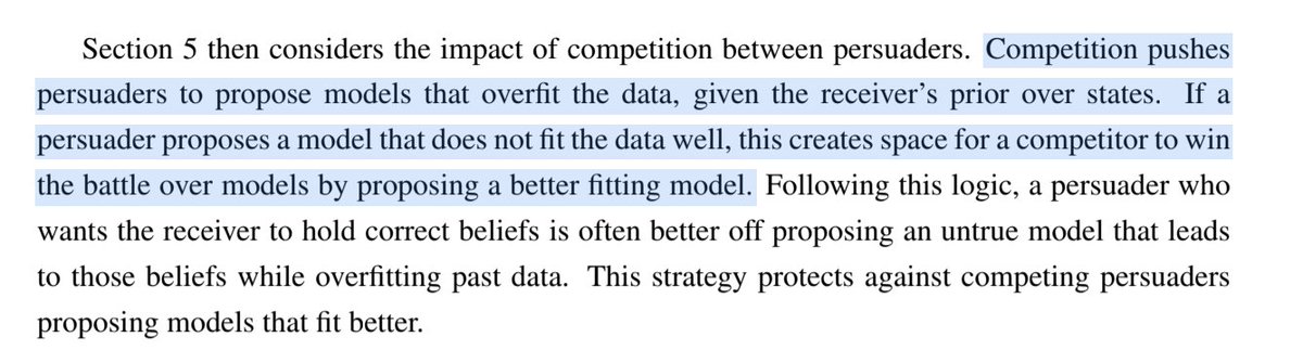 "Unusual" means plausible under the receiver's priors - this has an interesting implication for what happens when there are competing models (boosters vs bashers, climate change vs deniers etc): catering to priors helps you win the argument EVEN IF THE PRIORS ARE WRONG. 4/