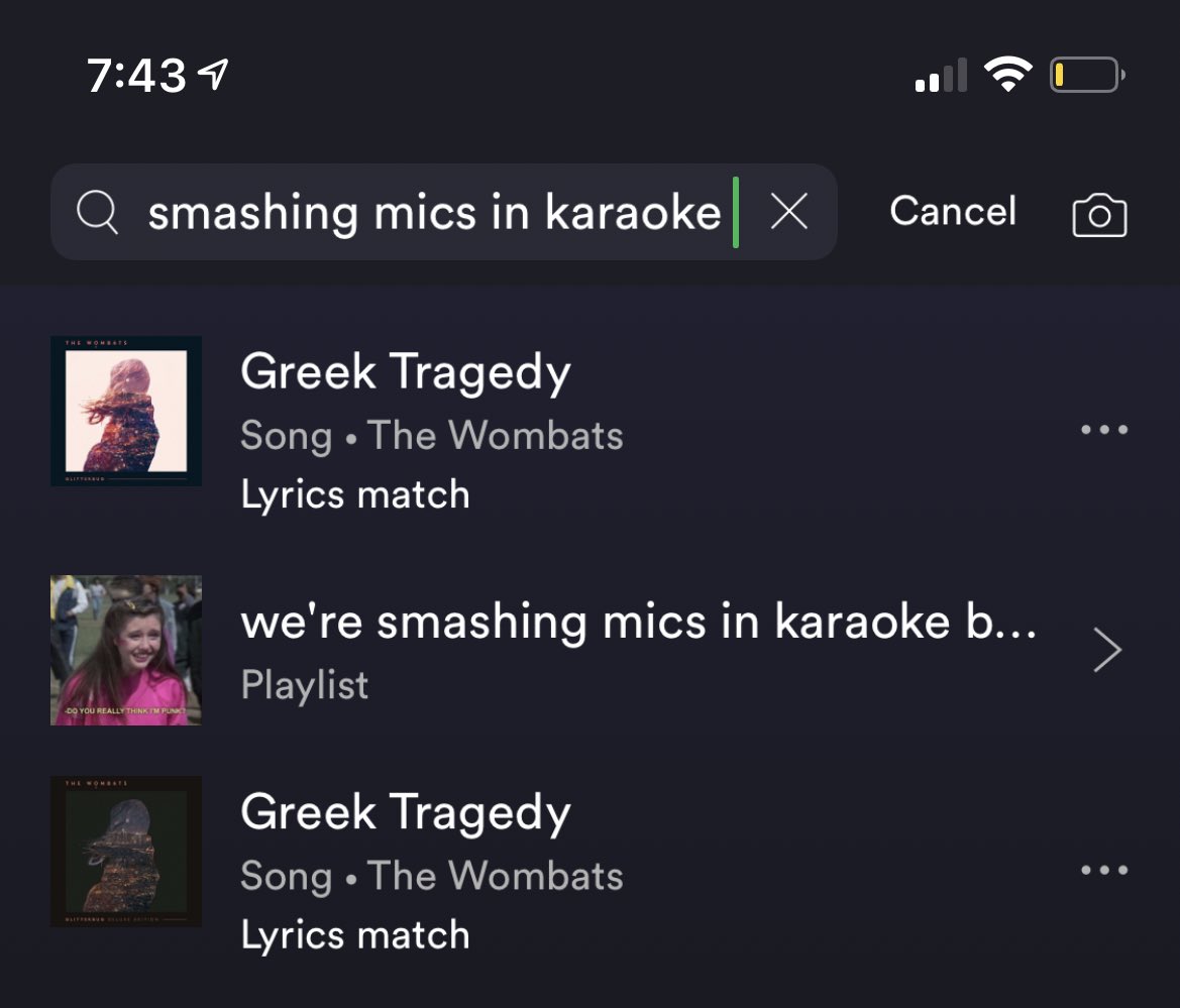 asianbaba's tweet photo. so you’re telling me spotify can find a song by typing the lyrics in now..... https://t.co/DpiOJfQXa6