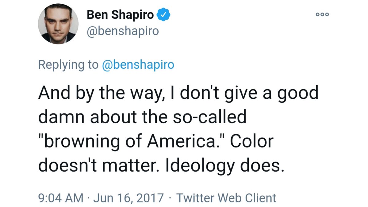 31. "ThE gReAt rEplAcEMeNt iS A cOnSpiRaCy tHEorY"  https://mobile.twitter.com/benshapiro/status/875730927002963968