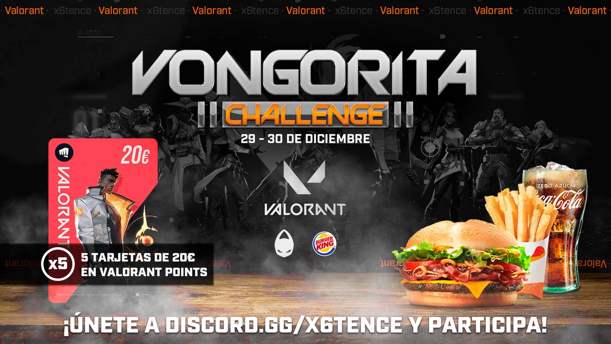Essentia_ec's tweet photo. #VALORANT

Esta noche partido oficiales de  
@Essentia_ec

🕕 17:00h
🏆@Vongorita Challenge con el apoyo de 
@BurgerKingGames 🍔

 SPONSOR of ESSENTIA E.C
@InsanityGamesAS

Usa el código descuento ESS10 en Insanity Games y tendrás un 10% de descuento. https://t.co/98nJZRrExv