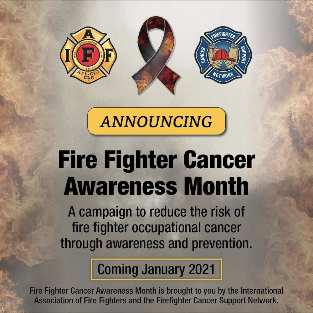 FCSNnational's tweet image. January 2021 is Firefighter Cancer Awareness Month! Are you ready to join FCSN and @IAFFNewsDesk in this month-long awareness and prevention campaign? #FFCancerMonth #FightFFCancer