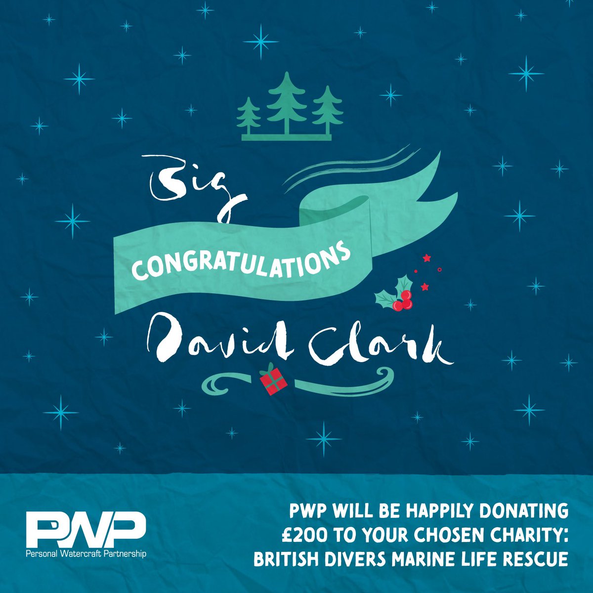 Big congratulations to David Clark, you've won our recent competition. As such, we're happy to say we will be dontating £200 to your chosen charity British Divers Marine Life Rescue 😊 Thank you to everyone who entered 🙌

#personalwatercraftpartnership #pwp #pwc #jetski