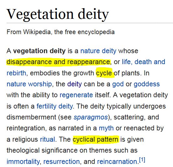 Christ is a vegetation deity. He comes with the plants or he's IN the plants or he's connected in some way to the reappearance of certain plants, namely the KNB, Keneh Bosm, the key ingredient in the Holy Anointing Oil. Holy being a word specifically reserved for the Holy Spirit.