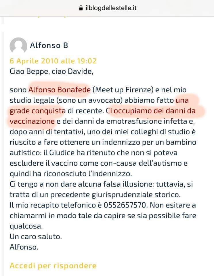 pier_falasca's tweet photo. 10 anni fa l’attuale ministro della Giustizia - allora semplice attivista del Meet up di Firenze - gioiva con Beppe e Davide per i suoi successi da avvocato no-vax. Nell’immagine sotto, una metastasi della democrazia italiana quando era ancora solo un piccolo fastidio. https://t.co/NqpBz2hK9J