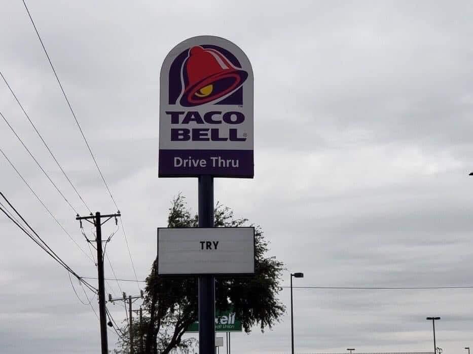 FOX152's tweet image. Doing my best, @tacobell