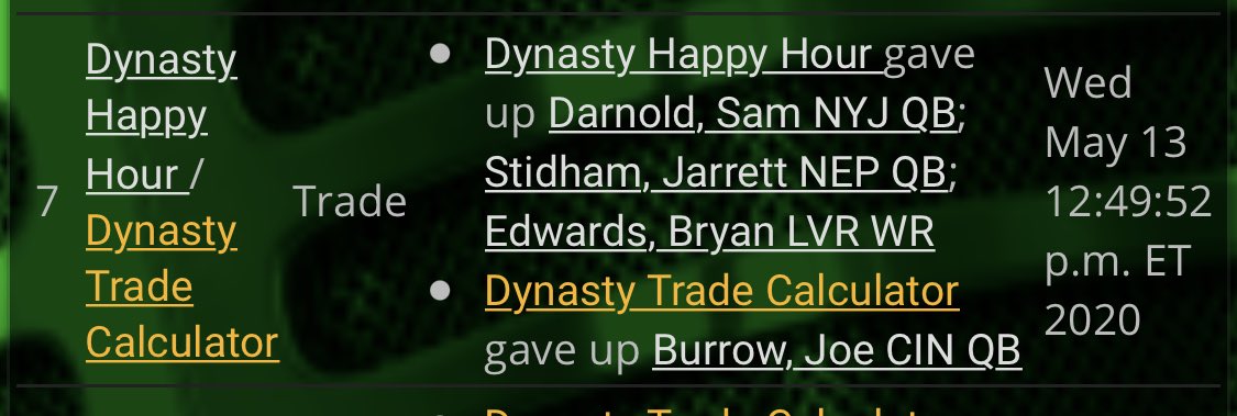 This is my big L. At the time it shocked the league, everyone thought I robbed the bank. WRONG. Darnold I thought had upside like Burrow, both risky. Stidham was the starter I could try to flip, and Edwards could be the guy in Vegas. So I figured I need pieces with upside. Nope.