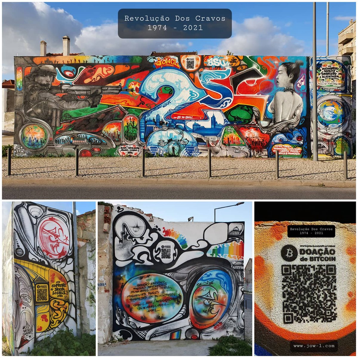 Jowel_ASU_'s tweet photo. Part 1_Final Result without Augmented reality. Thank you to all supporters and crypto community. Soon Part 2... #cryptoart #fresco #Bitcoin #graffiti #Geraçaobitcoin #Portugal #crypto #asu95 #jowelasu #revoluçãodoscravos #25deabril #Margemsul #Barreiro https://t.co/t9ThkUL2iN
