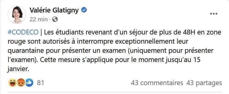 FerrettiLenny's tweet photo. Comment peut-on communiquer de façon aussi vague cette mesure  absurde et délirante du #CODECO @valerieglatigny ? Tout ça pour semer la pagaille et au final supprimer cette annonce. Les étudiants se passeraient bien de stress supplémentaire. @lesjeunescdh https://t.co/EsaeV1C4CZ