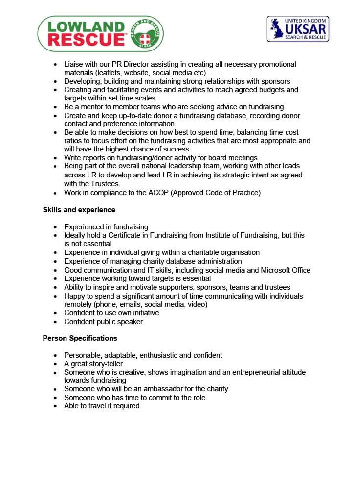 LowlandRescue's tweet photo. Fancy joining our national team? We’re looking for a professional volunteer fundraising lead, take a look at the details! https://t.co/V0CYYnjXRX