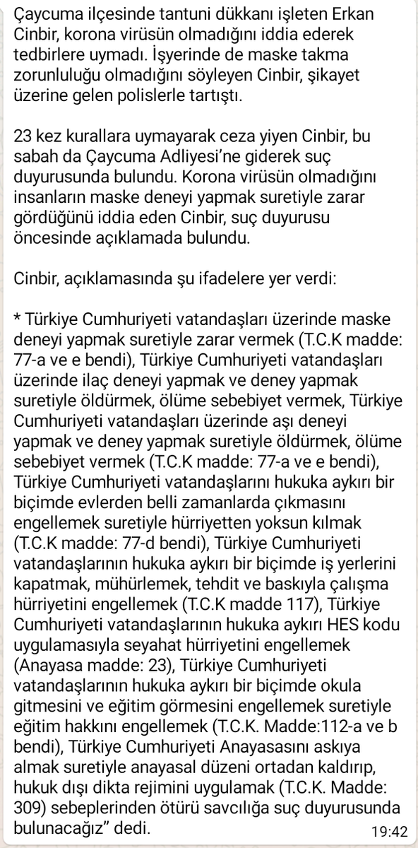 ErkanCinbir's tweet photo. Şüpheliler:RECEP TAYYİP ERDOĞAN,FAHRETTİN KOCA,SULEYMAN SOYLU,81İL VALİSİ,İL UMUMi HİFZİSİHHA KURULU UYELERİ,DSÖ BASKANİ VE UYELERİ YEREL,ULUSAL KANAL İSVERENLERİ VE YANLİS TEDAVİ UYGULAYAN DOKTORLAR @burak_turna @arzualtinisik @Serpil_Ayaz67 @H_Ciloglu @BusraBoffical @m_selim_ https://t.co/8ibqM83G4k