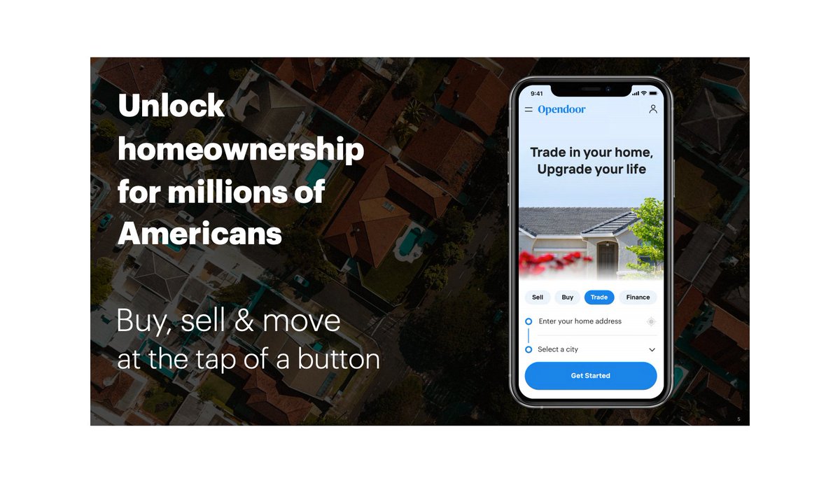In EASY terms: Sellers submit their property’s details and Opendoor makes an as-is cash offers Opendoor then refurbishes the house it purchased and relists it for sales  $OPEN is an "instant buyer” (iBuyer) as they purchase property as-is and pay in cash in an instant