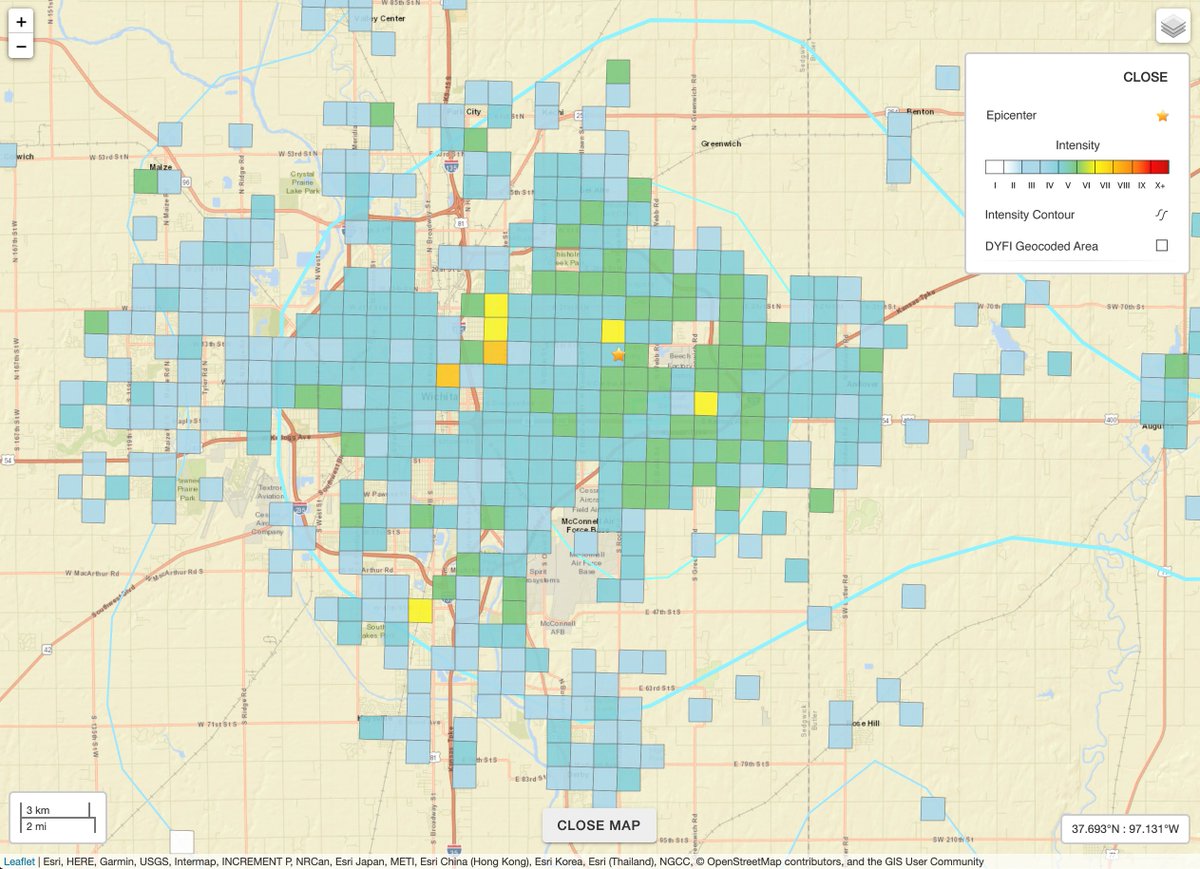 Wichita, Kansas got a rude early seismic wake-up call this morning just after 5am. With an epicenter in the northeast of the city, the 3.8 was widely felt across all neighborhoods. You can see where and submit your own report here:  https://earthquake.usgs.gov/earthquakes/eventpage/us6000d4be/executive  https://twitter.com/USGS_Quakes/status/1344254917817430017