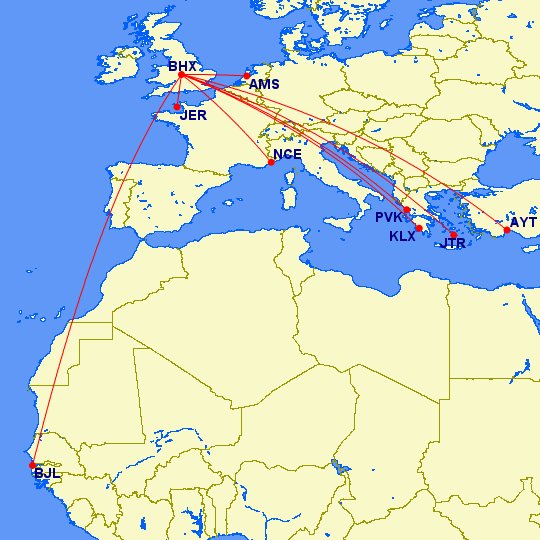 New routes at Birmingham in 2021:Jet2 - Amsterdam, Jersey, Nice, Preveza, SantoriniTUI - Banjul