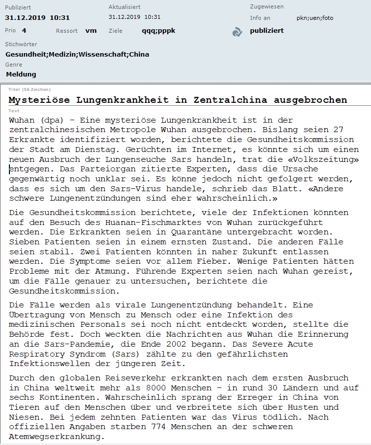 Heute vor einem Jahr sendete <a href="/dpa/">dpa</a> um 10.31 Uhr diese Meldung.