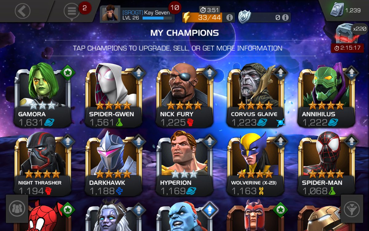 UrbanKaoz's tweet photo. Current 4* roster after about a week of playing the game... #MCOC #MARVELCHAMPIONS #K7NATION @MarvelChampions https://t.co/kzSWWKD4IJ