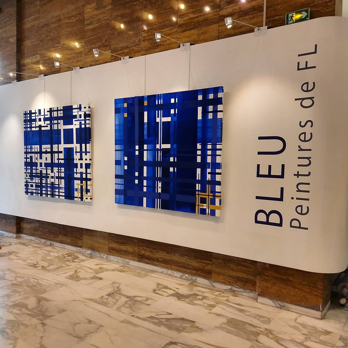 geoffroyboulard's tweet photo. 🎨 Accrochage ce matin de la nouvelle exposition de peintures de l’artiste FL « Bleu » avec @Alix_Bougeret 
📌 A voir dès lundi prochain dans le hall-galerie de la @Mairie17 pour bien démarrer l’année 2021 #culture #paris17 https://t.co/Vb1bsdPVTw
