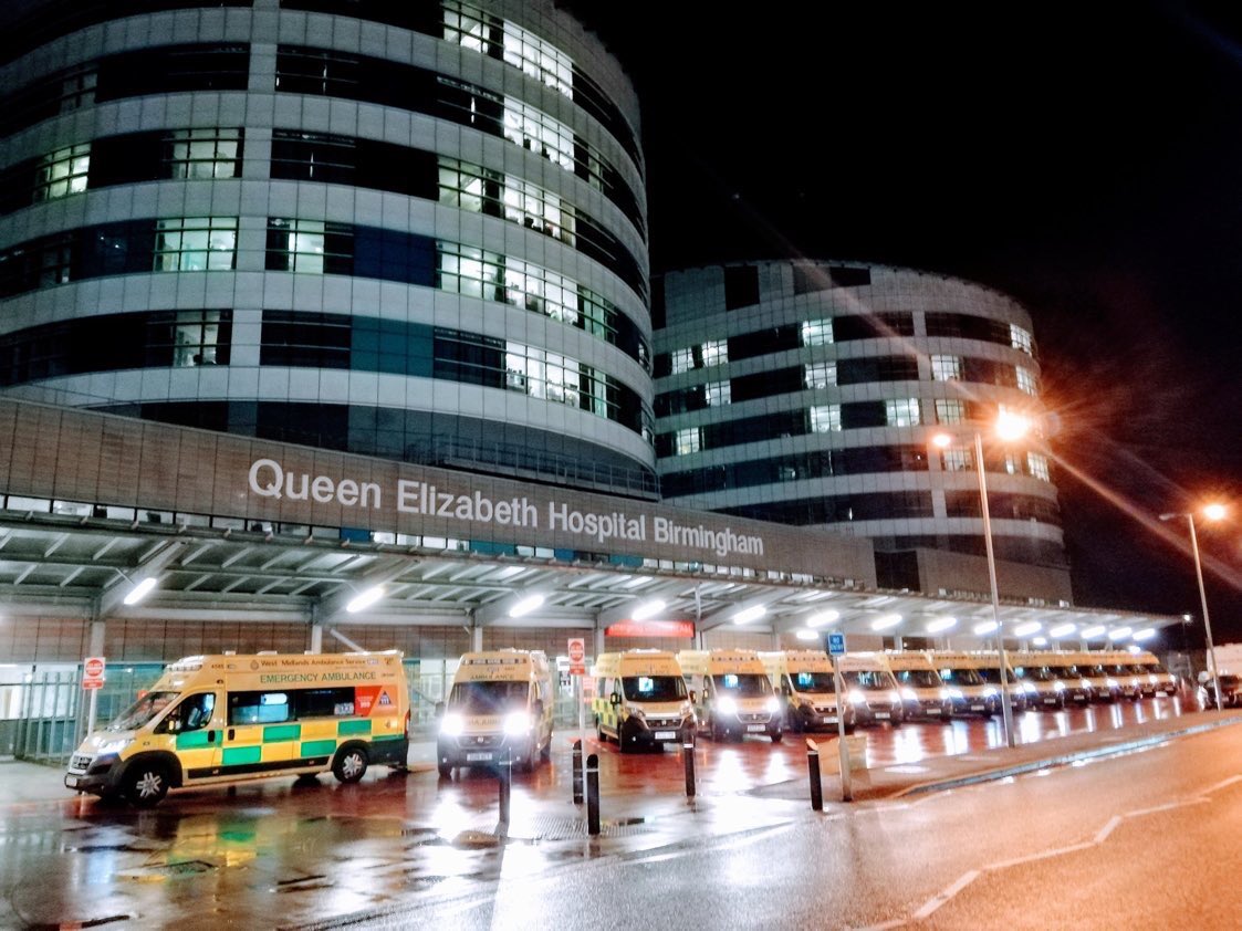 For those demanding photographic evidence, here’s a photo of ambulances queuing outside Queen Elizabeth Hospital in Birmingham this evening. There’s a sick patient inside every one of them. They can’t even enter the building. Hospitals are at breaking point. (H/T  @drpunith)