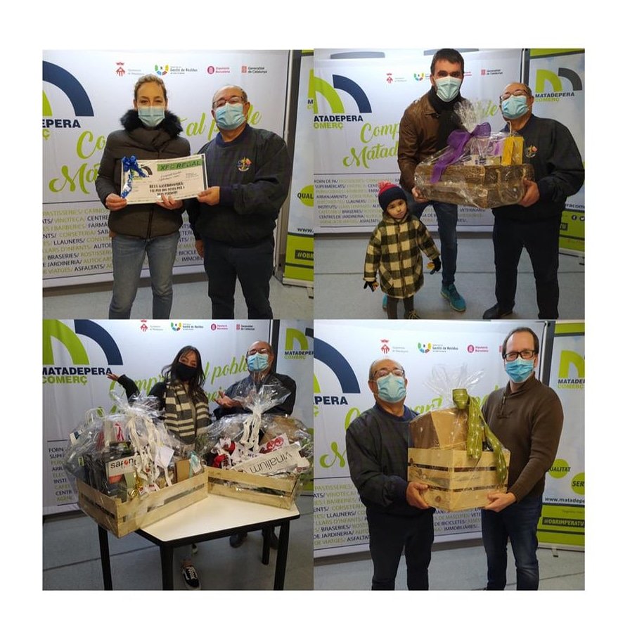 matadeperacom's tweet photo. .....I ja tenim als guanyadors!!!! 
Ells i elles encantats amb els seus premis i nosaltres molt feliços de poder portar alegria als clients que comprant al poble fan que Matadepera creixi.
#matadeperacomerç #paneresnadal #premis #il.lusió #contents #poble https://t.co/ESYZsSIhna