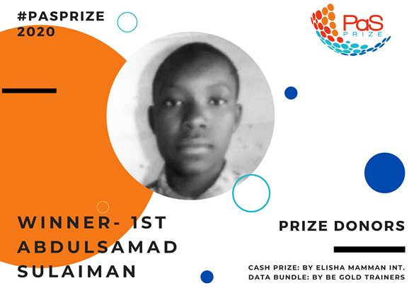PaSPrize's tweet photo. Rounding up the year celebrating excellence, resilience and consistency...🏅🏅🏅

A THREAD of #pasprize2020 winners in Science and Maths.

1st Postion: Abdulsamad Sulaiman, of Umaru Yaro Memorial College Funtua, Katsina State.
Congratulations!!!👏 https://t.co/t8vEtg2Sla
