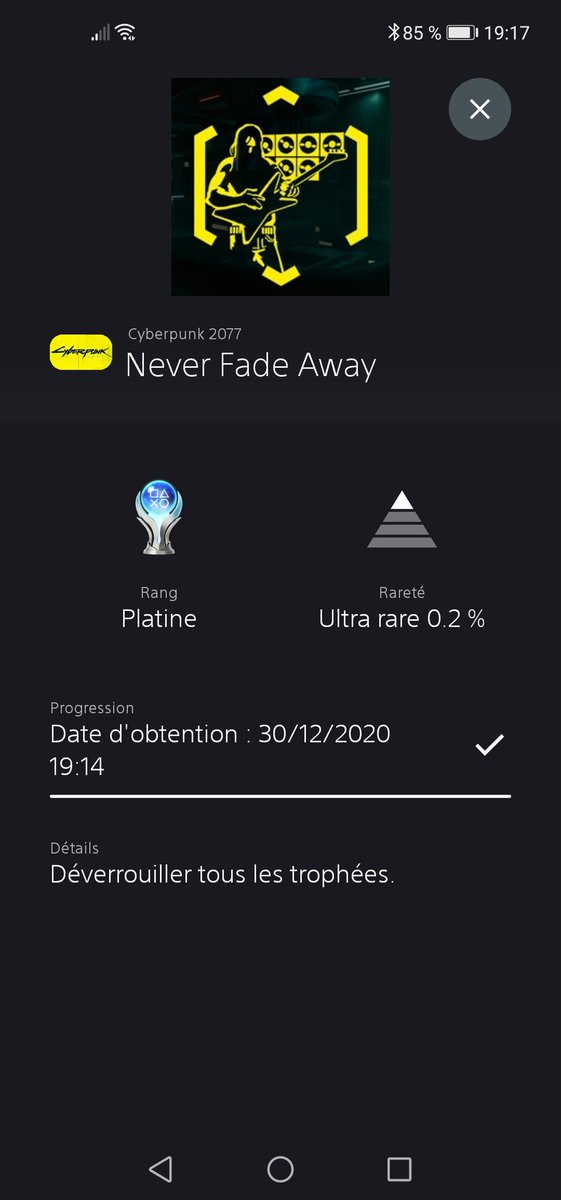 dieu2laplay's tweet image. Dernier platine de l'année ! Quelle pépite 🥰 #Cyberpunk2077 @MumblePs4 @PlayStationFR @CDPROJEKTRED
