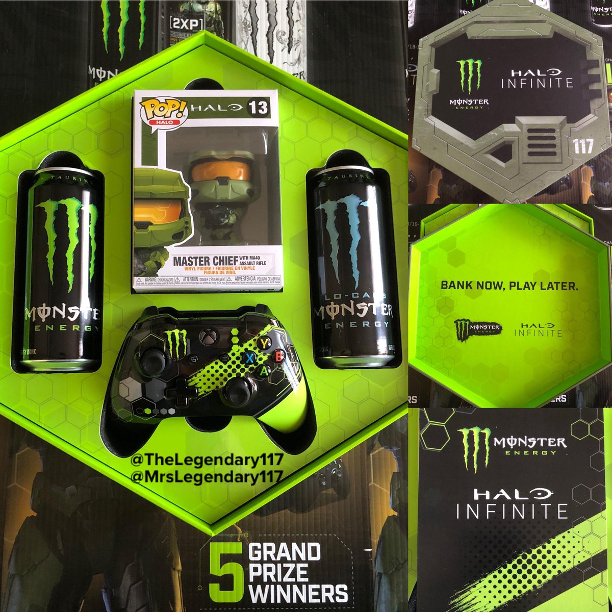 🔴 now TheLegendary117 on Twitter: "#HaloInfinite - Monster Energy VIP Kit! 🤩 Included is a Master Chief POP, 2x Monster Energy Drinks, &amp; exclusive custom Monster Energy Xbox controller.