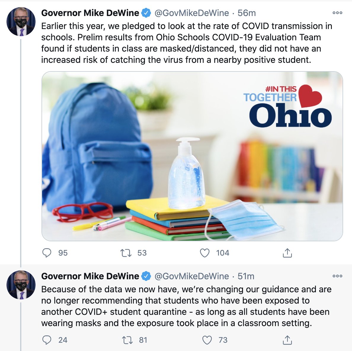 Important news today shared by <a href="/GovMikeDeWine/">Governor Mike DeWine</a>