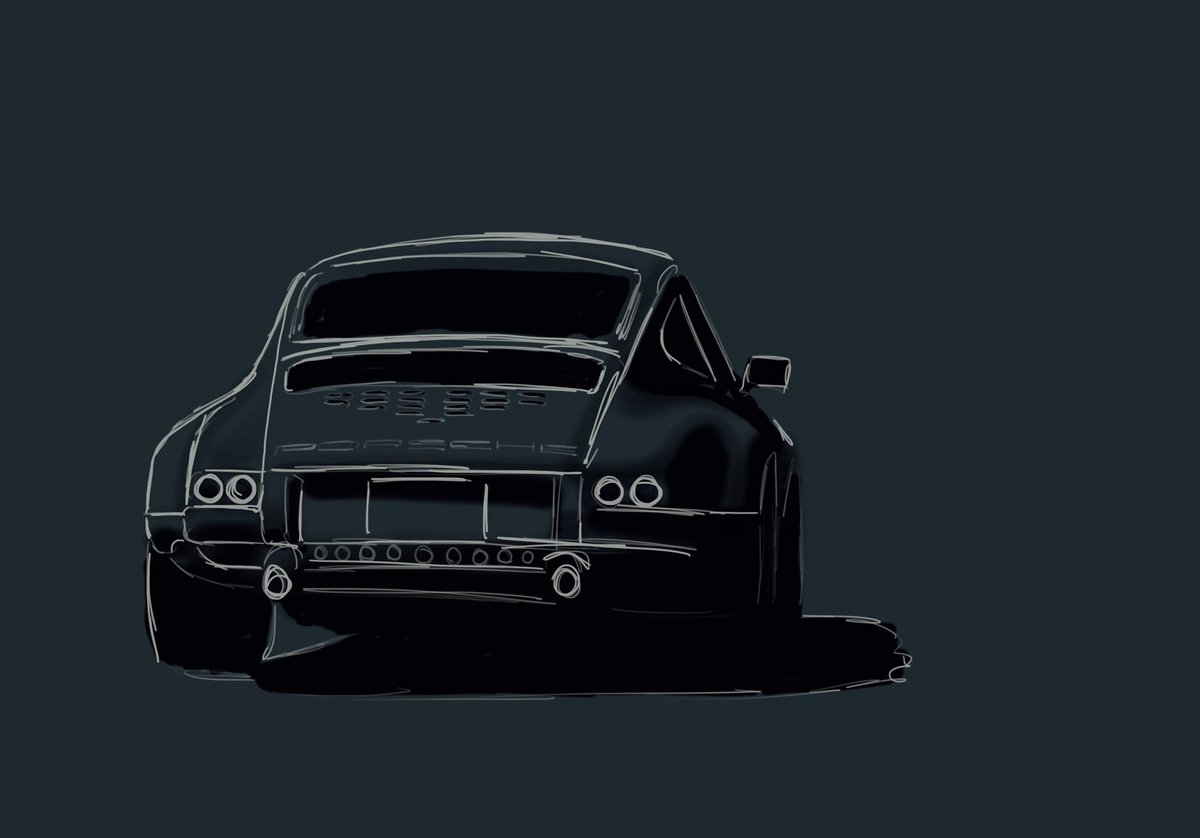 Perfect night in - scribbling classic cars while watching @DrewPritchard on @QuestTV 🖊📺 🍷#digitalart #sketch #classiccar #classicporsche #classic911 #911rsr #art #porsche