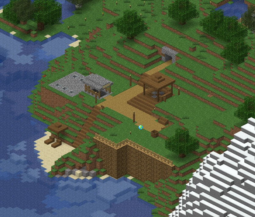 A view of the new spawn as seen from the dynmap!