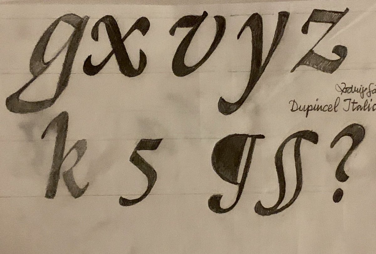 I am looking at Vervliet's compilation of French Renaissance type (most of it seems to come from the Plantin Moretus collection) and drawing it, sometimes from very small specimen. Also a bit of broad nib calligraphy (if you can call it that) to get a sense of the real thing.