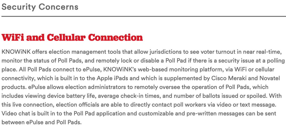 *2/4 If a poll pad were to be compromised you could not effect any change within the voter data, you could only a mark person as having voted, or do searches within the voter rolls themselves.