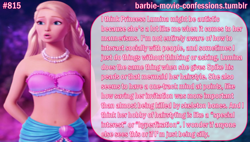 Tiara_Princess7's tweet photo. Do you like reading people's character headcanons? It is a guilty pleasure of mine.
They may or may not be true, but anything is valid in a headcanon.
#Barbie #BarbieMovie #autism #autisticheadcanon #headcanon #PearlPrincess #BarbiePearlPrincess
https://t.co/wZOa0fcqq0 https://t.co/SbsRy8cc74
