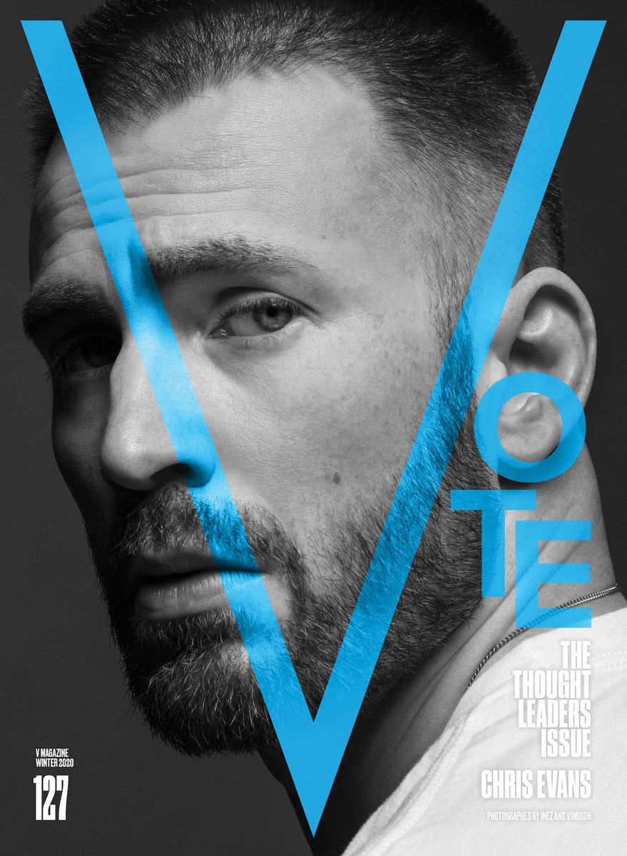 • (07.10) Chris Evans era capa da edição "The Thought Leaders" da V Magazine. Entrevista:  http://bit.ly/3Mvi4QT&nbsp;