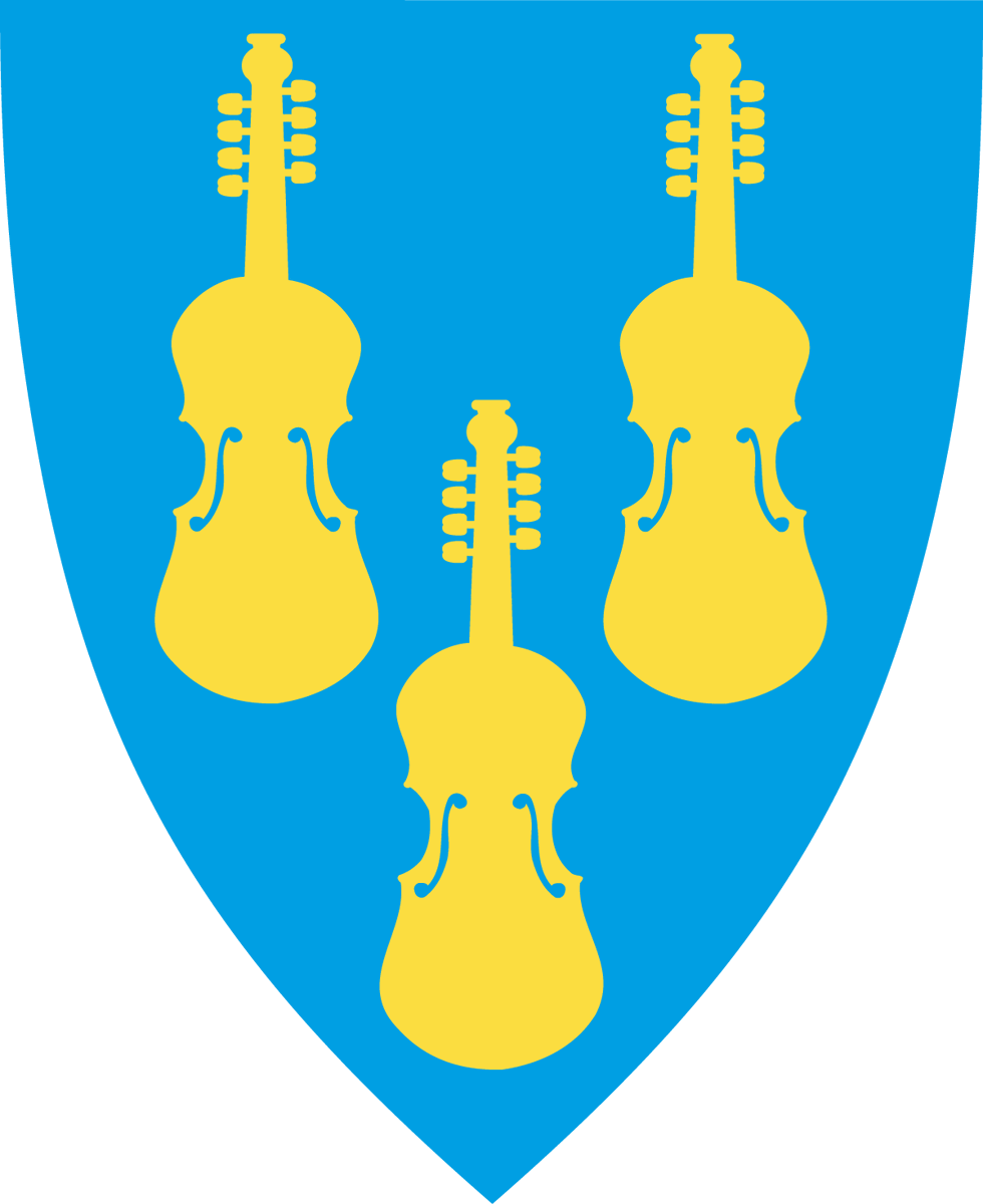 Up next is Midt-Telemark, yet another result of the 2020 mergers! This shield is in itself a representation of the merger, as it keeps the motif of Bø while draping it in the colors of Sauherad!The fiddles represent the local fiddling traditions, doing deals with the devil etc