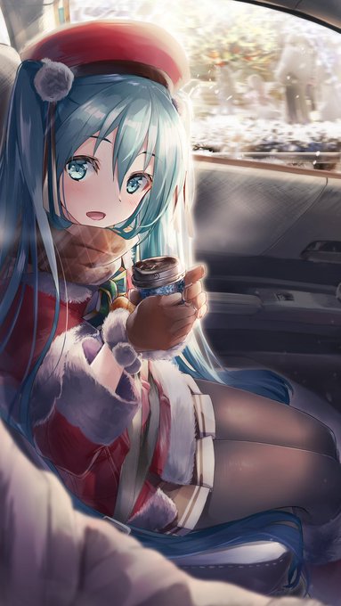 仕事終わりのサンタミクさんを助手席に乗せて帰る夜
#初音ミク 