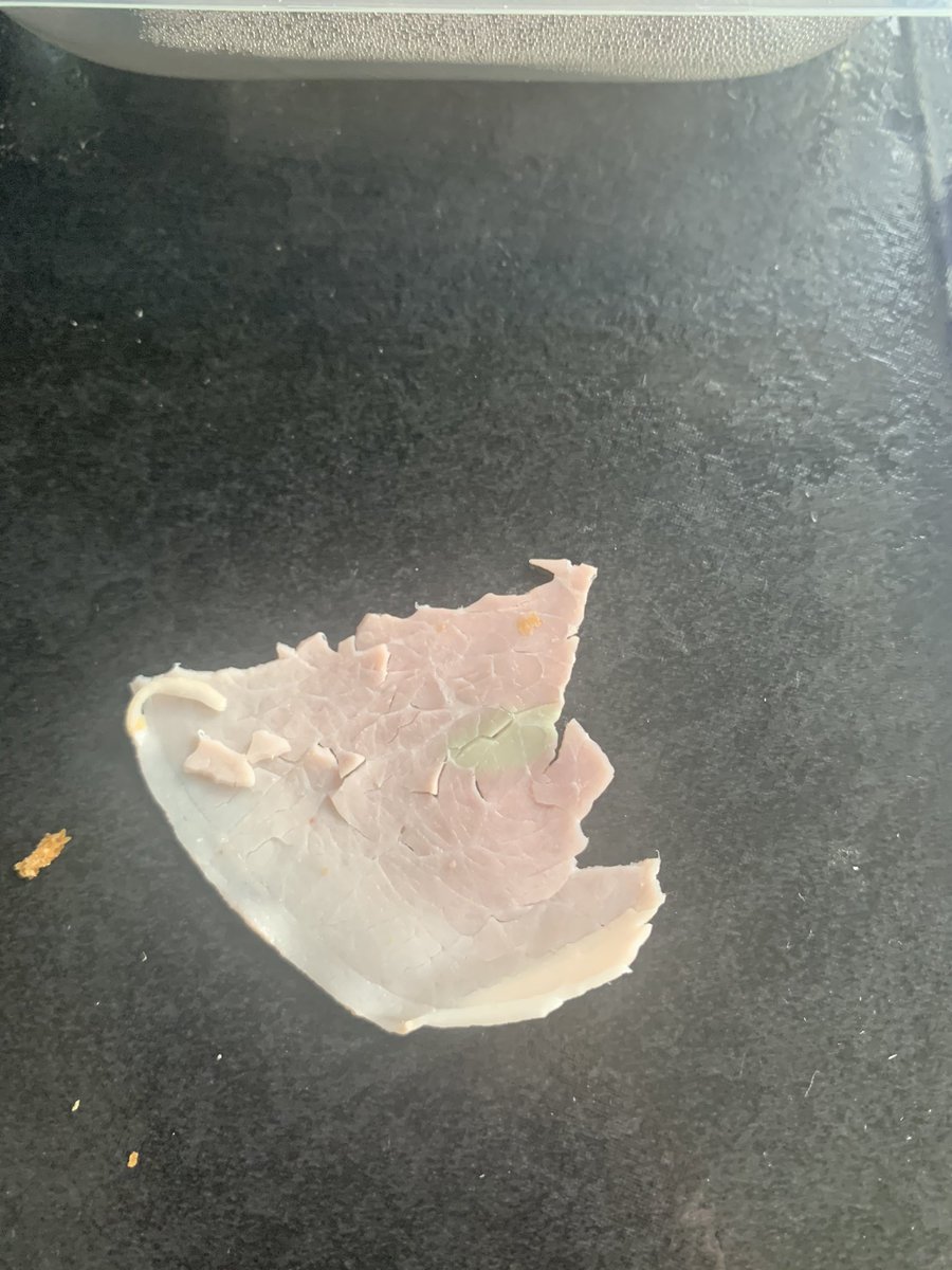 lausiewood's tweet photo. @marksandspencer just what I want to look at when opening the pack and making my daughters ham sandwich earlier....a green bit of ham 🤢 https://t.co/oFHulQHeaV