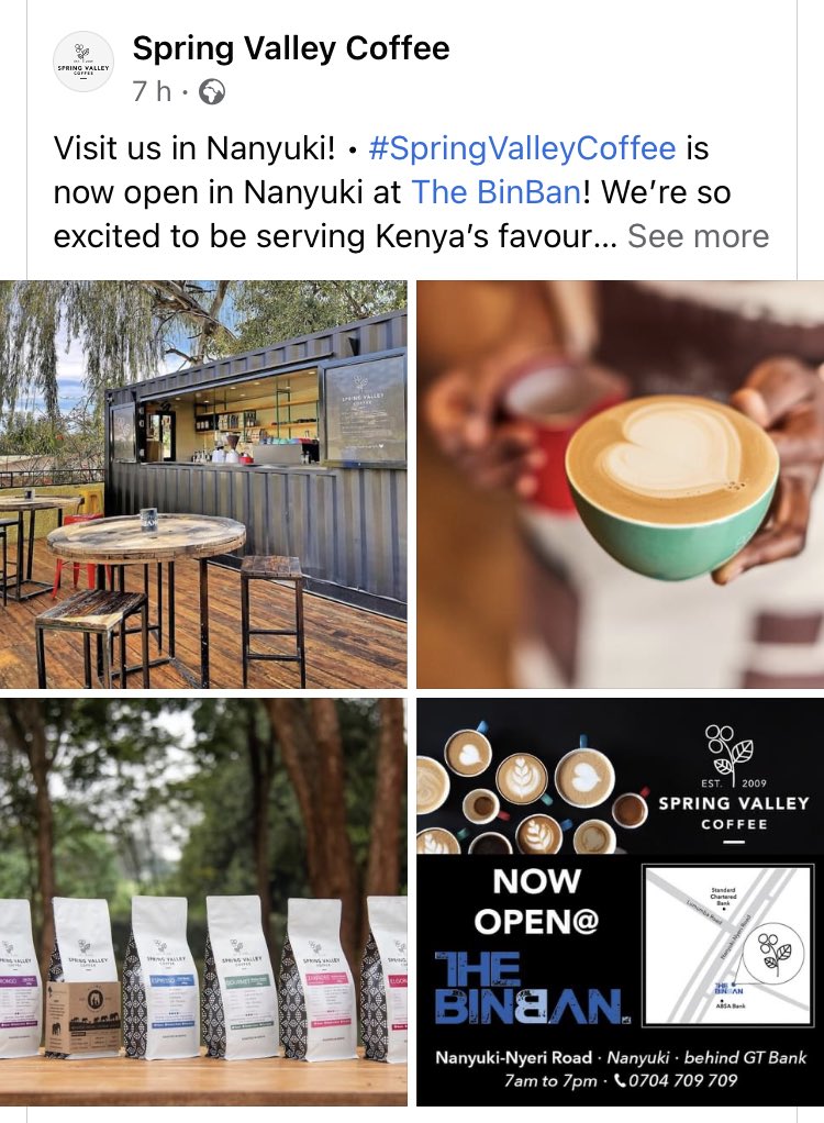 RavS82's tweet photo. For anyone in Nanyuki, check out #springvalleycoffee at the BinBan https://t.co/kyOzwqG4jc