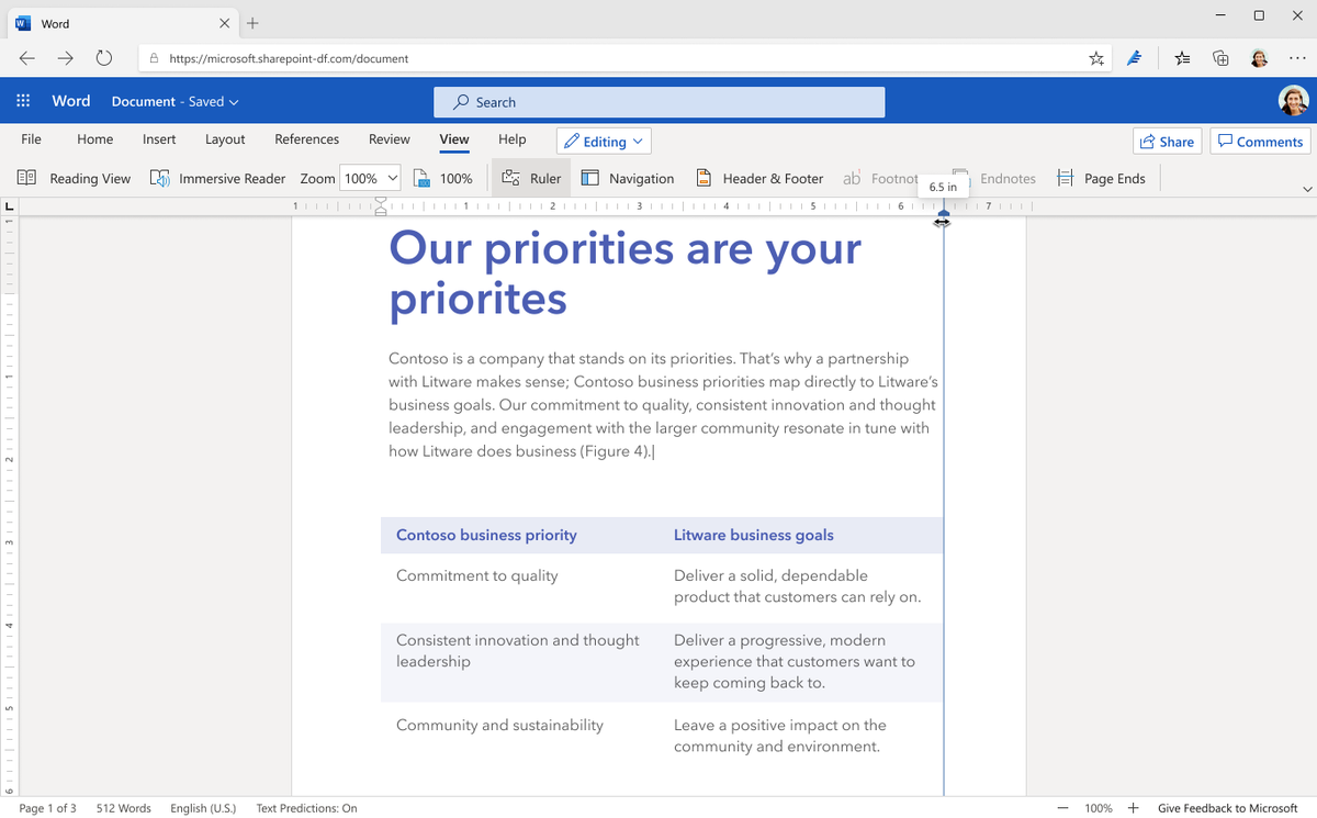 Msft365Insider's tweet photo. Jayantika, a PM on the Canvas team, is excited to share that the highly requested Ruler feature #OfficeInsiders know and love for Windows and Mac is now available in Word for Web. Learn how to use the Ruler feature in our latest blog post. https://t.co/gXY4FgYvmr https://t.co/vig3U3k0Im