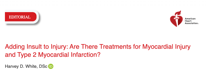 Treatments for Myocardial Injury and Type 2 Myocardial Infarction. Still, more unknowns than knowns, but hypothesis generating. Key points and takeaways. Great discussion with  @XavierPrida Full article found here:  https://www.ahajournals.org/doi/full/10.1161/JAHA.120.019796
