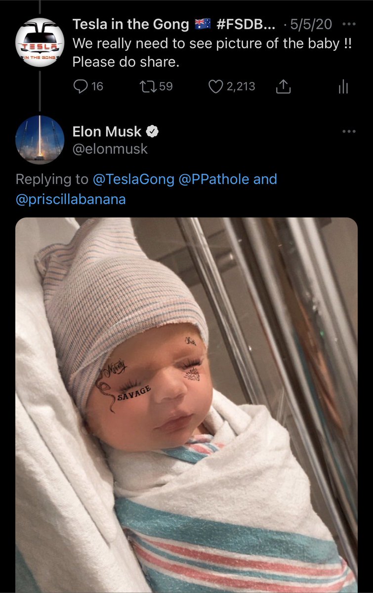 I want to thank a lot of people. First  @elonmusk for taking the time to reply to many of my tweets. Release his baby’s photo in reply to my tweet is super kind. Elon, from the heart  - I have NEVER seen anyone like u. Stay blessed mate.