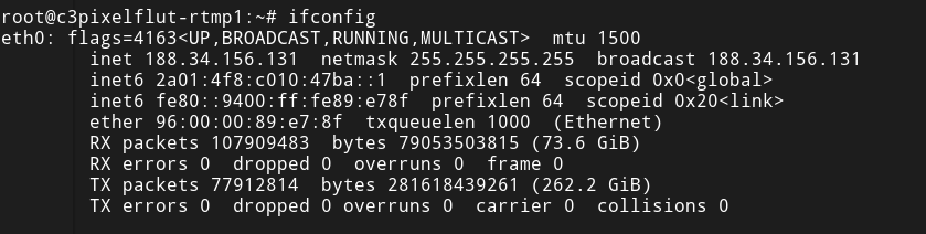 Toble_Miner's tweet photo. @schenklklopfer Auf dem #rC3 wurde etwas über ein viertel Terabyte Video von deiner #pixelflut gestreamt https://t.co/UxV7xfQ4y7