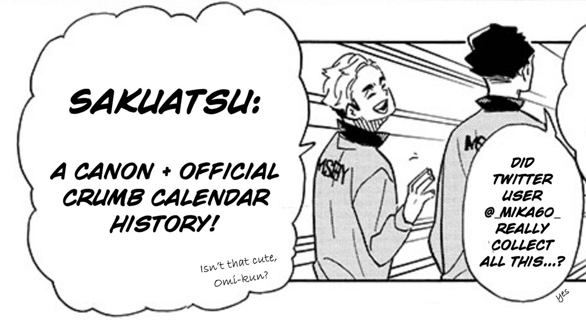 At the request of @/D0RITOSAMU and @/miyafour, here is a (Ongoing) thread for a calendar history of  #SakuAtsu's canon + other official crumbs!Quite appropriate for the last day of the year, actually.