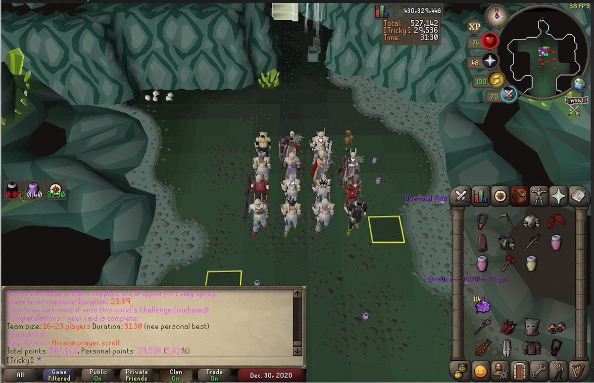 New world record of 31:30 for 16-23 man CM on a spontaneous attempt(2:58 faster than the previous). #meaningfulrecord #teamwork #PvM