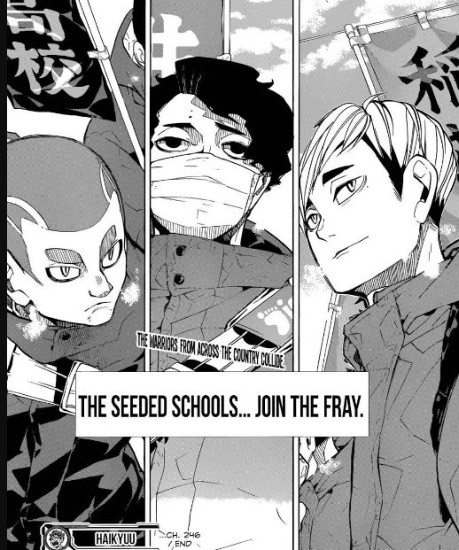 March 18th, 2017Haikyuu Chapter 246 PublicationSakuAtsu are featured next to each other, alongside Kiryuu as the players representing their respective powerhouse schools