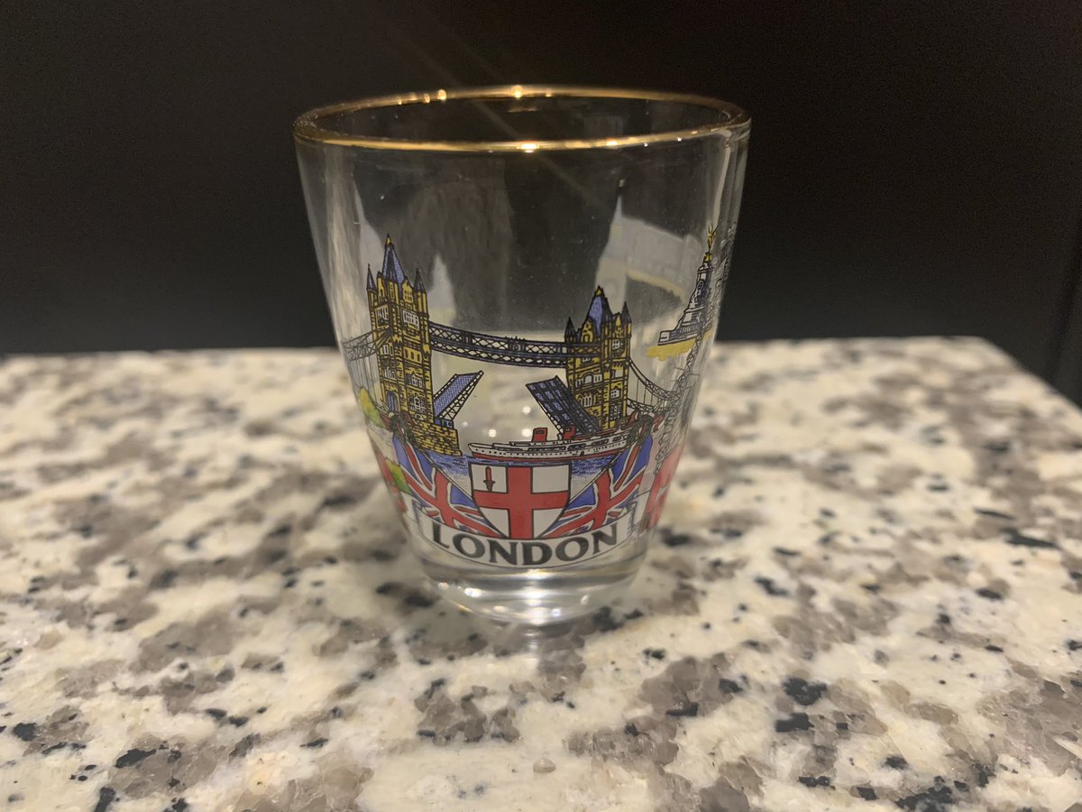 Day 60: In lieu of travel I’d like to do a tour of past trips via shot glasses. This was from our trip to London. Lots of strong memories. 