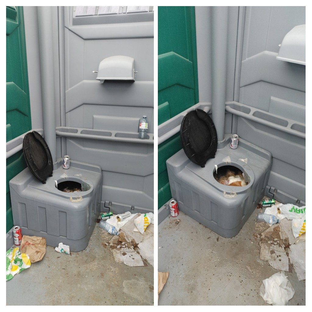 veggiesanddip's tweet photo. @downsviewpark The picture on the left is from one week ago. The one on the right is today. Obviously, the toilets in the parking lot off Keele St are not being serviced. Disgusting. Please address this problem! https://t.co/1w8Q0SsYml